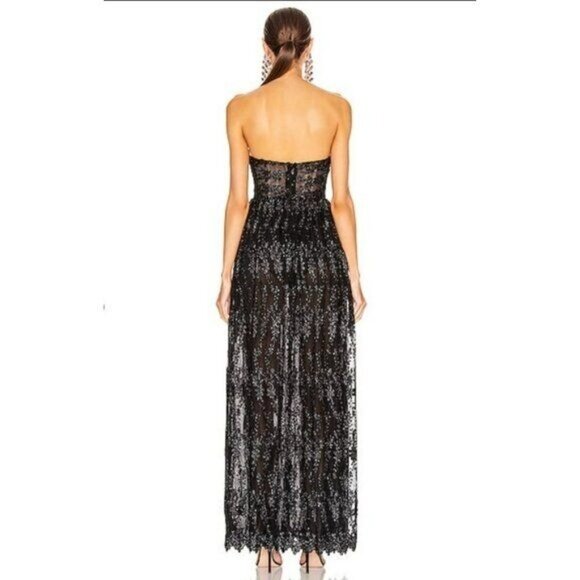 Revolve Reve Riche Maxi Dress Gown Black Strapless Sheer Corset Kamila - Picture 5 of 16